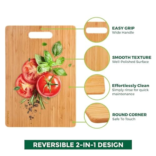 Freshware Bamboo Cutting Board Set of 3, Wooden Cutting Boards for Kitchen, Knife Friendly Food Grade Chopping Board, Lightweight with Hanging Hole for Easy Storage — view 5