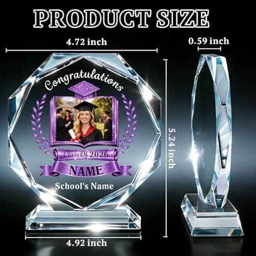 WFR Personalized Crystal Graduation Trophy for Class of 2026, Custom Graduation Gift for Him Her, Senior High School College Graduate Award, Teacher Appreciation Keepsake (Style 02) — view 5