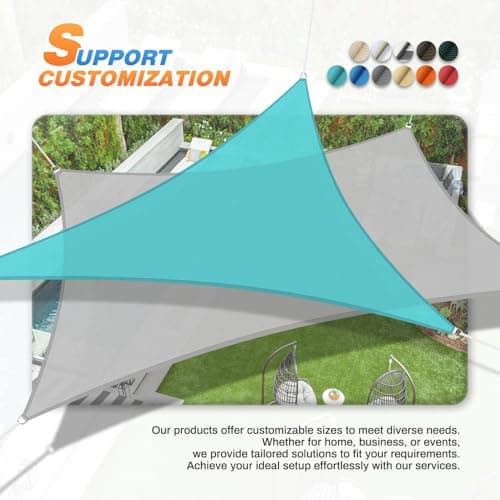 TANG 16' x 16' Sun Shade Sail Rectangle Outdoor Canopy UV Block Sunshades for Patio, Square Shade Cloth for Backyard Porch Deck Garden Pergola Cover, Brown — view 5