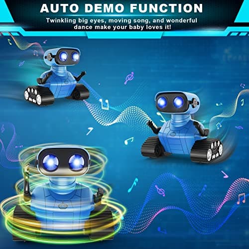 Hamourd Robot Toys for Boys Girls, Rechargeable Remote Control Emo Robots with Auto-Demonstration, Flexible Head & Arms, Dance Moves, Music, Shining LED Eyes for 5+ Years Old Kids — view 2
