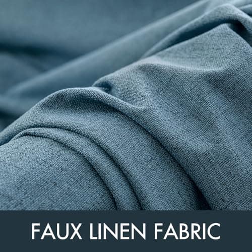 MIULEE Linen Texture Curtains for Bedroom Solid 100% Blackout Thermal Insulated Dusty Blue Curtains Grommet Room Darkening Drapes Luxury Decor for Living Room 52x84 Inch (2 Panels) — view 4