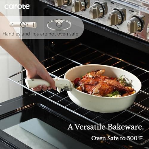 CAROTE 19pcs Pots and Pans Set, Nonstick Cookware Set Detachable Handle, Induction Kitchen Cookware Sets Non Stick with Removable Handle, RV Cookware Set, Oven Safe — view 3