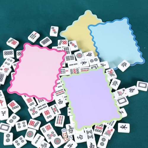 Soulchen 4 Pcs 2026 Mahjong Shuffler Cards Thick PVC Tile Mixers with Wavy Scalloped Edges Fun Game Accessories for Mixing Tiles Funny Mahjong Gifts for Lovers Playing Game(Colorful Rimmed) — view 3