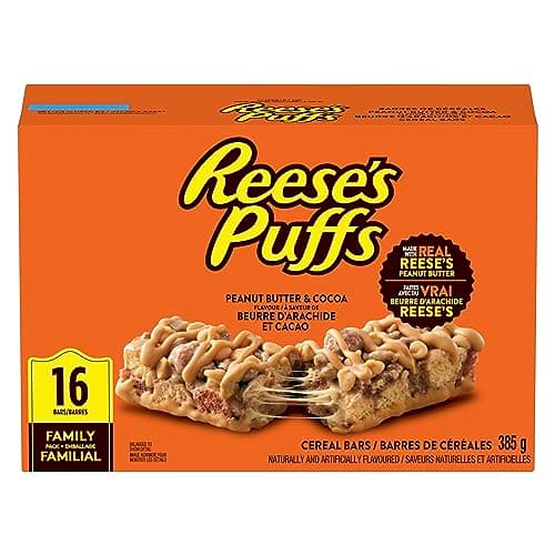 Reese's Puffs - Family Pack Size - Peanut Butter and Cocoa Flavour Cereal Bars, Pack of 16 Bars, Made with Real Reese's Peanut Butter — view 4