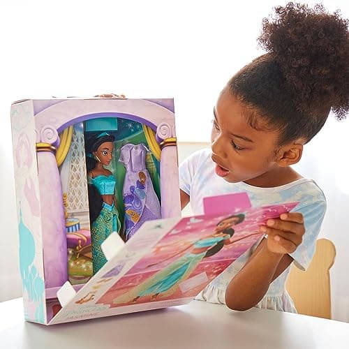 Disney Store Official Jasmine Story Doll - 28cm - Includes Colouring Book and Additional Dress, Princess Doll in Classic Dress, Disney Princess Toys — view 4
