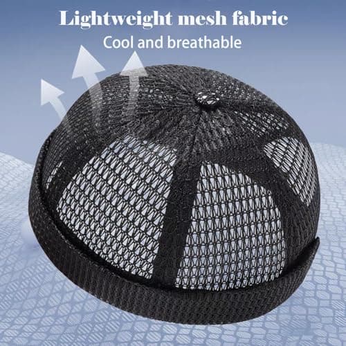 2 Pack Men's Breathable Brimless Hat Summer Style Mesh Tang, Adjustable Cap Docker Beanie, Breathable Mesh Cap (Mix-J) — view 3