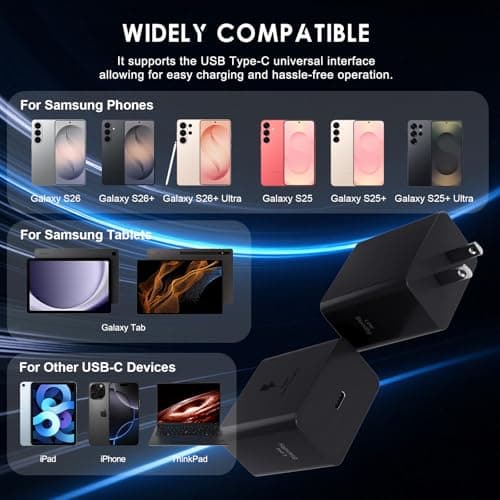 Samsung 60W PD Power Adapter-Low Standby USB-C Port Fast Charging Android Phone Charger Block for Samsung Galaxy S26 Ultra/S26/S26+/S25/S25 Ultra/S25+/S24 Ultra/S23 Ultra/S22, 2 Pack — view 3