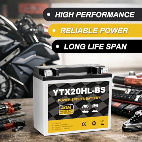 Daakmax YTX20HL-BS Motorcycle Battery 12V 18Ah 310CCA, Maintenance Free Sealed AGM Powersport Battery, Replacement for ATV UTV Scooter, YTX20HL BS / ETX20L / GTX20HL-BS — view 4