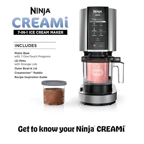 Ninja NC301 CREAMi Ice Cream Maker, for Gelato, Mix-ins, Milkshakes, Sorbet, Smoothie Bowls & More, 7 One-Touch Programs, with (2) Pint Containers & Lids, Compact Size, Perfect for Kids, Silver — view 12
