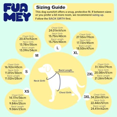 FUAMEY SPF 50+ Dog Sun Protection Onesie in Hot Weather for Medium Dogs