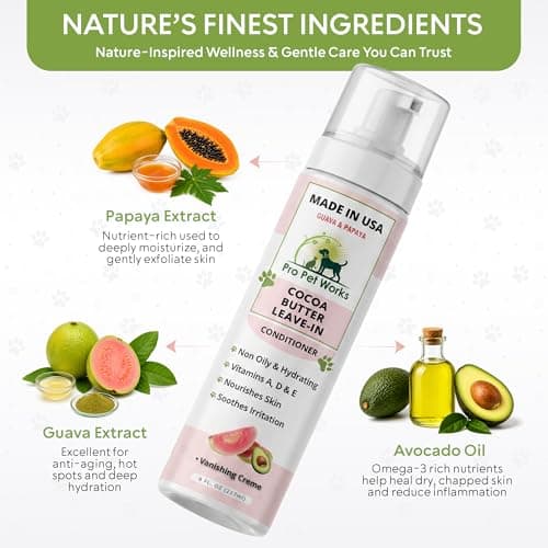 Pro Pet Works 5 in 1 Cocoa Butter Leave-in Dog Conditioner Lotion for Dogs & Cats-Hot Spot Cream/Balm for Allergies, dermatosis, Paw Fungus Or Itchy Skin-Heals Small Cuts & Abrasions[Made in USA]