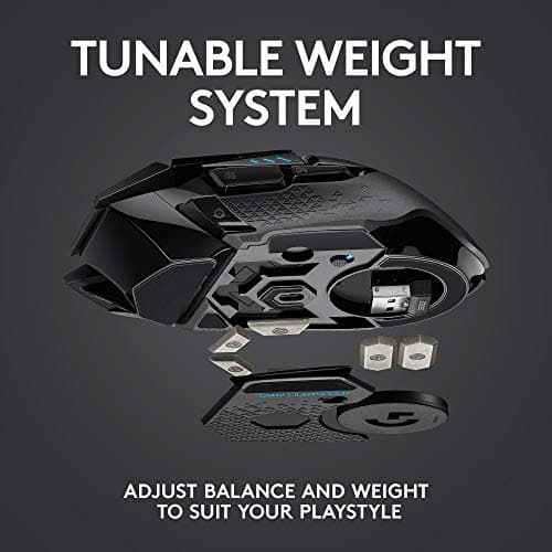 Logitech G502 Lightspeed Wireless Gaming Mouse with Hero 25K Sensor, PowerPlay Compatible, Tunable Weights and Lightsync RGB - Black — view 6