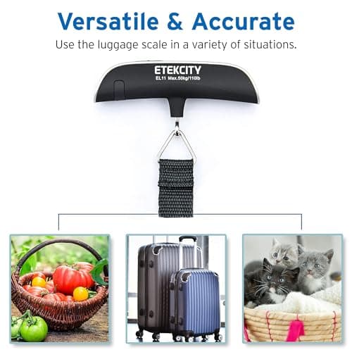 Etekcity Digital Hanging Luggage Scale, Portable Handheld, Suitcase Scale with Rubber Paint, Temperature Sensor, 110 Pounds — view 2