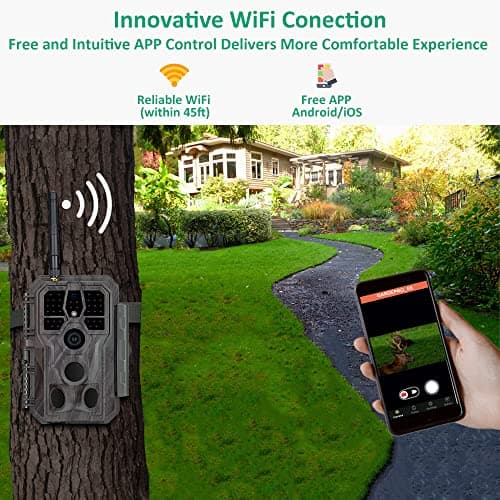 GardePro E8 WiFi Trail Camera (Non-Cellular), 48MP Photos, 1296P HD Videos, 120° Detection Angle with 0.1s Triple-PIR Motion Detection up to 100 ft, No-Glow Night Vision — view 2