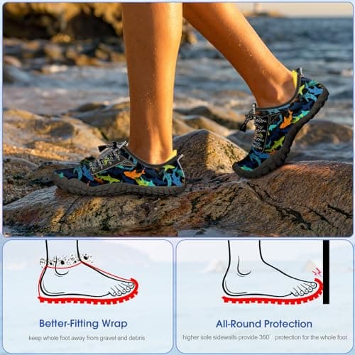 CROVA Built-in Heel Grips Water Shoes for Kids Girls Boys Hiking Shoes Wide Barefoot Swim Beach Pools Slip-On Quick Dry Lightweight for Big Little Kids Toddler — view 5