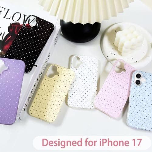 Hython for iPhone 17 Case Cute Polka Dot Aesthetic Design Simple Cover 6.3", Thin Slim Anti-Scratch Soft TPU Bumper Shockproof Rubber Protective Phone Cases for Women Girls Girly Boys, White — view 4