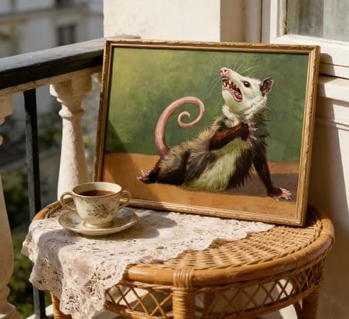 Unframed Funny Opossum Wall Art Humor Opossum Painting Picture Wall Decor Quirky Screaming Possum Animal Poster Print Artwork for Living Room Bedroom Home Office Home Decoration 12x16in — view 3