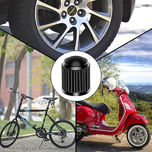 Tire Valve Caps, Universal Stem Covers with O Rubber Ring for Cars, SUV, Bike and Bicycle, Trucks, Motorcycles, Screw-On, Airtight Seal (16pcs/Black) — view 4