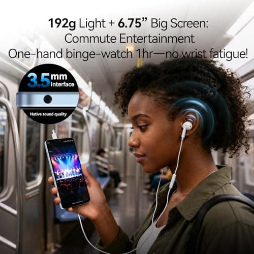 MIRO Ultra-Light 192g 6.75" Big Screen Smartphone - 4G 64GB + 1TB Expandable Storage, 13MP AI Dual Camera 5MP Front, 4900mAh Battery, 3.5mm Headphone Jack, Android 14, Dual SIM Global (Blue) — view 4