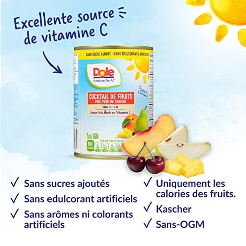 Dole Canned Fruit, Fruit Cocktail with Cherries in Water, Non-GMO, No Sugar Added, & No Artificial Sweeteners, 540 ml, 12 Count — view 4