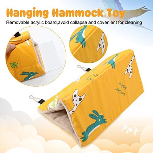 Rypet Winter Warm Bird Nest House - Hanging Hammock Velvet Shed Hut Cage Plush Fluffy Birds Hideaway Sleeping Bed Fuzzy for Parrot Parakeet Cockatiels Budgies Lovebird Small（Yellow） — view 5