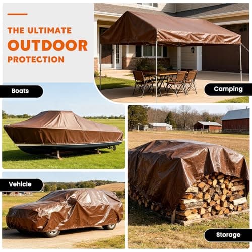 Keten Tarps Heavy Duty Waterproof 10x20 Feet, Extra Thick 10 Mil (Brown) — view 5