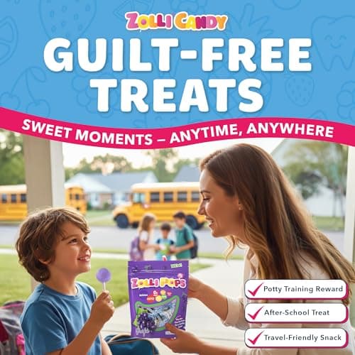 Zollipops Clean Teeth Pops Sugar Free Candy with Xylitol, Dye-Free Lollipops - Keto & Diabetic-Friendly, Dentist-Approved Treats for Kids (Grape, 3.1 oz) — view 4
