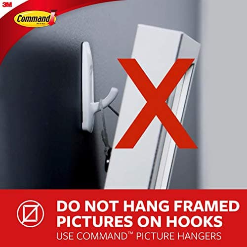 Command Large Utility Hooks, Damage Free Hanging Wall Hooks with Adhesive Strips, No Tools Wall Hooks for Hanging Back to School Dorm Organizers, 3 White Hooks and 6 Command Strips — view 6