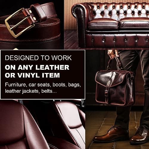 BSCPAM Leather Recoloring Balm 12oz | Leather Repair Kit for Furniture, Leather Color Restorer for Couches | Leather Dye | Repair, Restore & Renew Old, Faded Leather - Maroon — view 3
