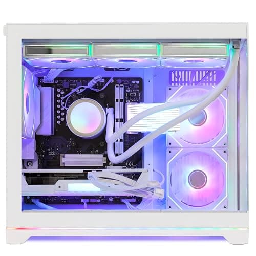 HELLOLAND Ocean Park Gaming PC Desktop- AMD Ryzen 7 9800X3D 8-Core 4.7GHz- RX 9070 XT 16GB- 32GB DDR5 6000MHz- 1TB PCIe +1TB SATA SSD- 850W PSU- 360mm AIO & APP RGB Fan Control - Win 11 -White — view 5