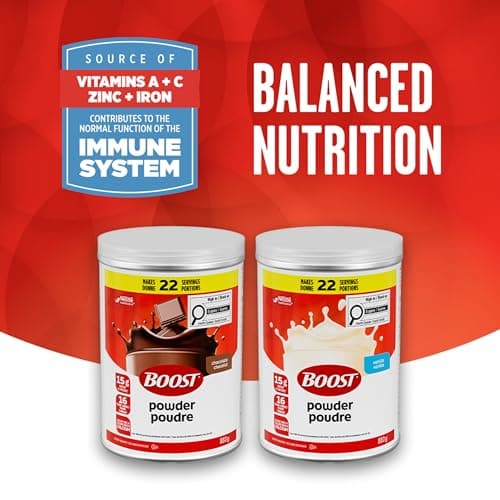 BOOST Instant Breakfast Powder, Chocolate, Drink Mix with Protein, Fibre, Calcium, Vitamins & Minerals, Add to Whole Milk or Smoothies, Recyclable Canister, 22 Servings, Kosher, 880 g — view 5