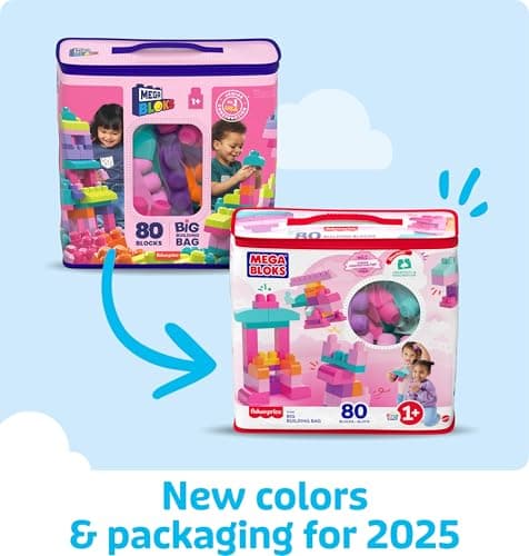 MEGA BLOKS First Builders Toddler Blocks Toys Set, Big Building Bag Collection with 80 Pieces and Storage, Pink, Ages 1+ Years — view 2