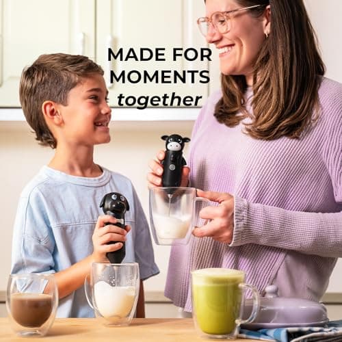 Zulay Kitchen Cow Milk Frother Wand – Cutesy Frother, Meet Your New Frothing Buddy Betsy The Cow, Adoption Papers and Stickers Included, Purrr-fect for Lattes, Cappuccino & Matcha – Black — view 4