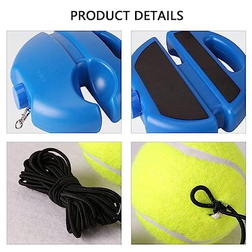 Tennis Trainer Rebound Balls with Rope & Anti-Slide Baseboard – Anti-Tangle String Practice Equipment for Adult Solo Training & Kids Beginners — view 3