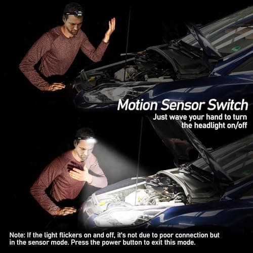 Blukar LED Headlamp Rechargeable,2000L High Lumen Super Bright Dimmable Headlight Flashlight with Motion Sensor- 8 Modes,Spotlight&Floodlight,IPX5 Waterproof for Camping,Hiking,Running,Fishing -2 Pack — view 3