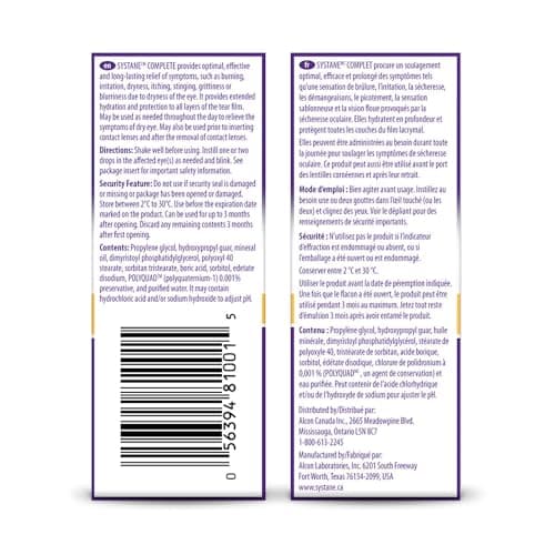 Systane Complete Lubricant Eye Drops For Dry Eyes, All-In-One Drops For All Types Of Dryness Multi-Symptom Relief, Relief from Extended Screen Time - 10 ml — view 4
