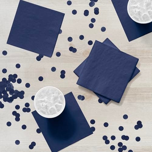 Creative Converting Touch of Color 200 Count 2-Ply Paper Beverage Napkins, Navy Blue, 5" x 5" - 251137 — view 3