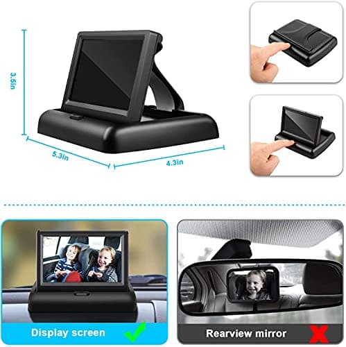 Baby Car Mirror with 4.3'' HD Night Vision Function Display, Safety Car Seat Camera with Wide Crystal Clear View, Easily Observe The Baby’s Move(Not USB) — view 4