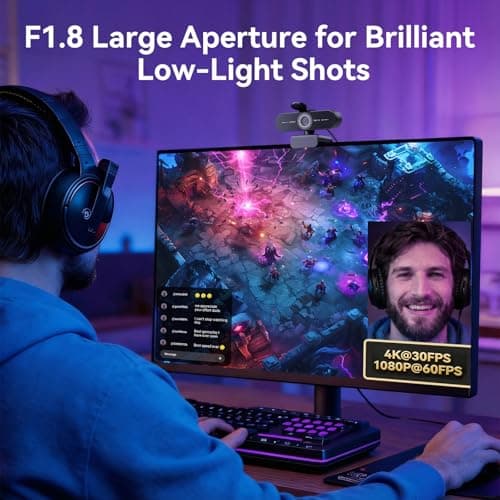 EMEET C60E 4K Webcam for Streaming & Gaming – PDAF Autofocus, Dual Mics, Live Streaming Camera with Auto Light Correction, Plug & Play USB Webcam for PC & Mac — view 5