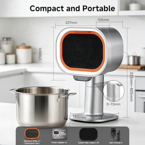 Portable Range Hood, 4-Speed Desktop Exhaust Fan with Telescopic Height