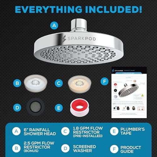 SparkPod Rain Shower Head, 6 Inch Round, Luxury Polished Chrome Finish — view 7