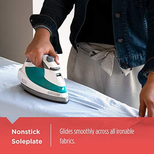 Black+Decker Lightweight Steam Iron for Clothing, Smart Steam Techology, Anti-Drip, Teal, 1200W, IR0820C — view 3