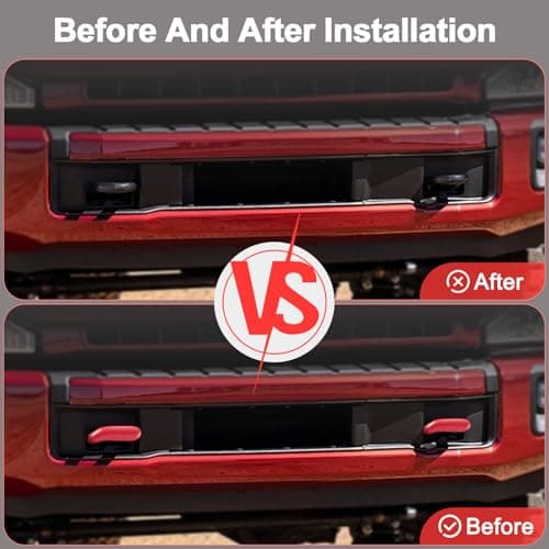 TOVIIEA Tow Hook Covers for Ford Super Duty F250 F350 F450 2017-2026 Thicken Upgrade, Tow Hitch Covers Compatible with F250/F350/F450 2017-2026 Accessories,2PCS-RED — view 2