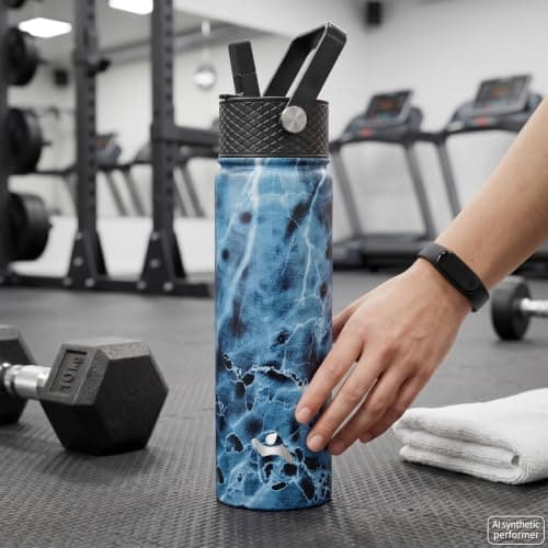 Konokyo 18 oz Insulated Water Bottle Stainless Steel Sport Bottles with 3 Lids,Army Green — view 6