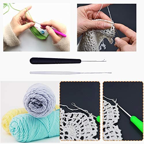 HAMIYELL Pack of 5 Different Sizes Latch Hook Crochet Needle Hook Tools for Braid Hair, Scarf Carpet Making and Other Crafts — view 5