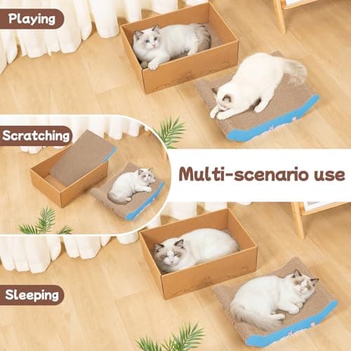 UUig Cardboard Cat Scratcher Bed 16.9” Cat Scratch Box with Pad — view 4
