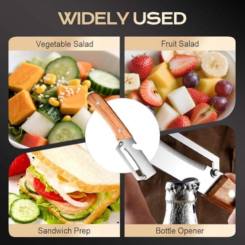2 Pcs Multi-Functional Vegetable Peeler for Kitchen, Multi Functional Peelers with Wooden Handle and Bottle, Ultra-Sharp Stainless Steel Blade & Ergonomic Wood Handle for Fruit Veggie Pumpkin — view 5