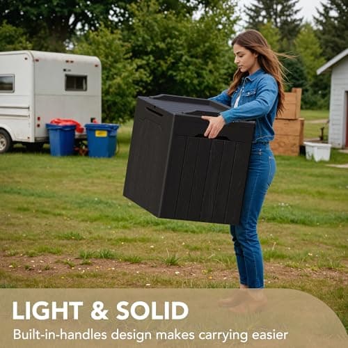 Devoko 30 Gallon Resin Deck Box Outdoor Indoor Waterproof Storage Box for Patio Furniture Pool Accessories Storage for Cushion Garden Tools — view 3