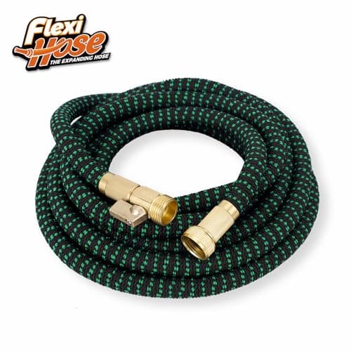 Flexi Hose with 8 Function Nozzle, 50FT - Lightweight Expandable Garden Hose, No-Kink Flexibility, 3/4 Inch Solid Brass Fittings and Double Latex Core - Black and Green — view 4