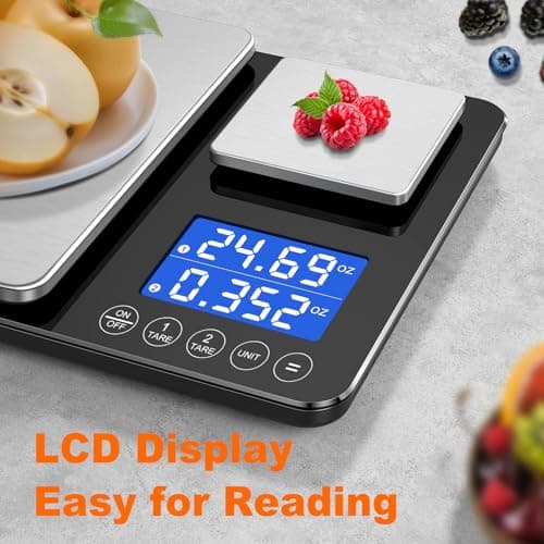 KUAIVO 0.001oz/33lbs Dual Platform Food Kitchen Scales Digital Weight Grams and Ounces, Two Precisions Kitchen Scale for Sourdough Bread, Baking and Cooking with 7 Units Tare, Accumulation Functions — view 4